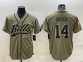 Men's Buffalo Bills #14 Stefon Diggs 2022 Olive Salute to Service Cool Base Stitched Baseball Jersey,baseball caps,new era cap wholesale,wholesale hats